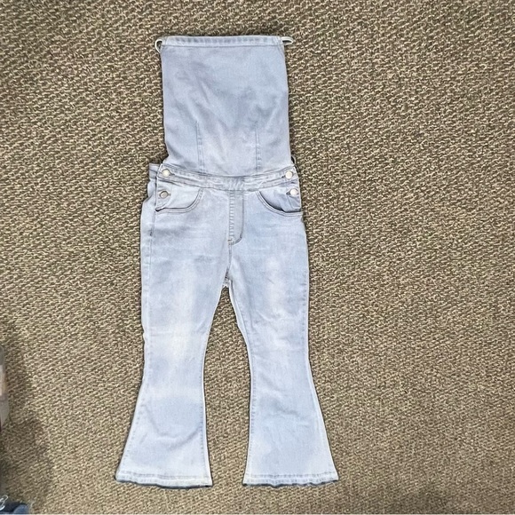 American Bazi Spaghetti Strap Rough Hem Jean Overalls Size Medium Women’s - Picture 1 of 5